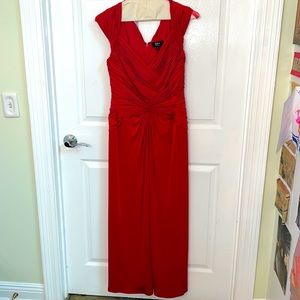 Tadashi Collection Red Cap-sleeve Evening Gown